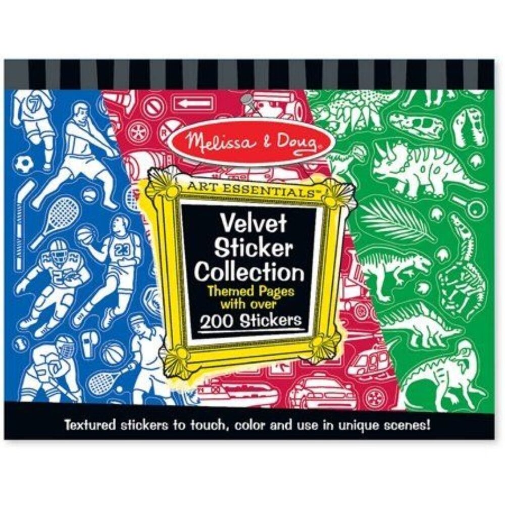 Melissa & Doug Velvet Sticker Book Sports Vehicles Dinosaurs 200+ Stickers